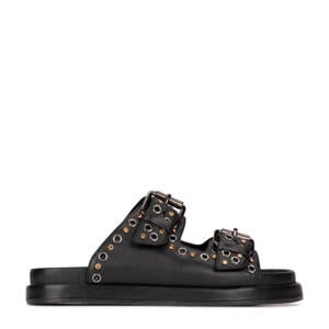 leren slippers zwart