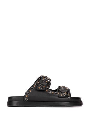 leren slippers zwart