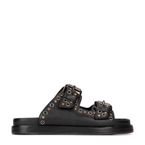 leren slippers zwart