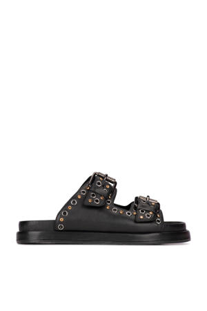 leren slippers zwart
