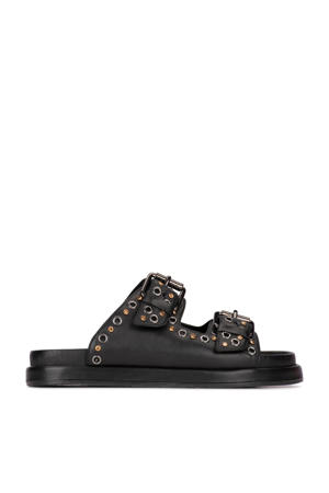 leren slippers zwart
