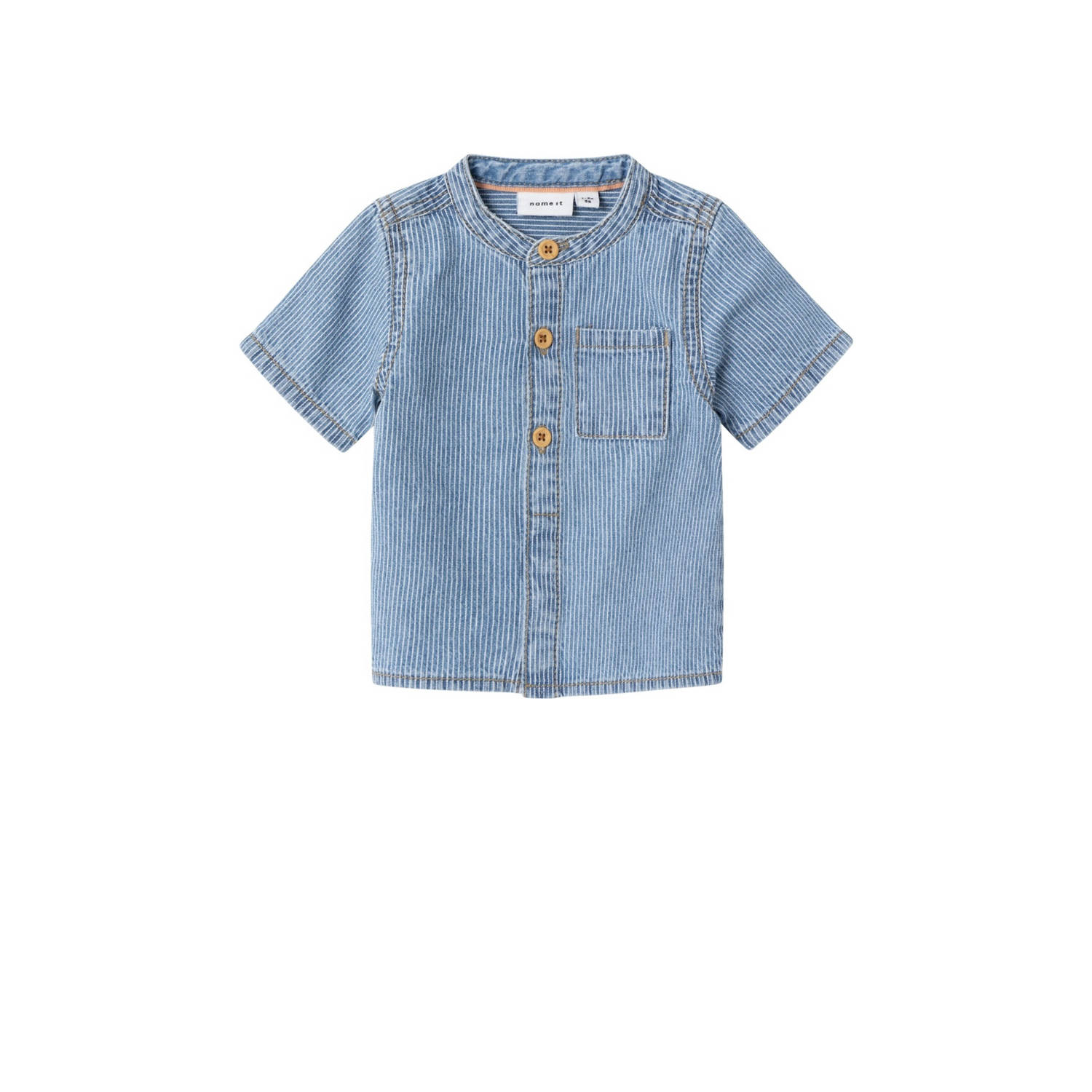 NAME IT BABY gestreept denim overhemd NBMLEO blauw wit