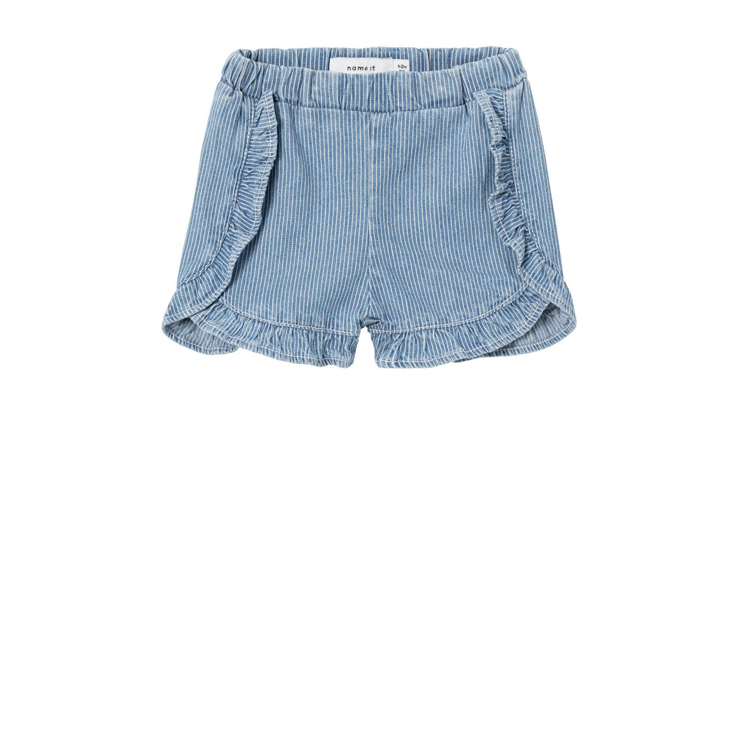 Name it BABY gestreepte denim short NBFROSE blauw wit Korte broek 56