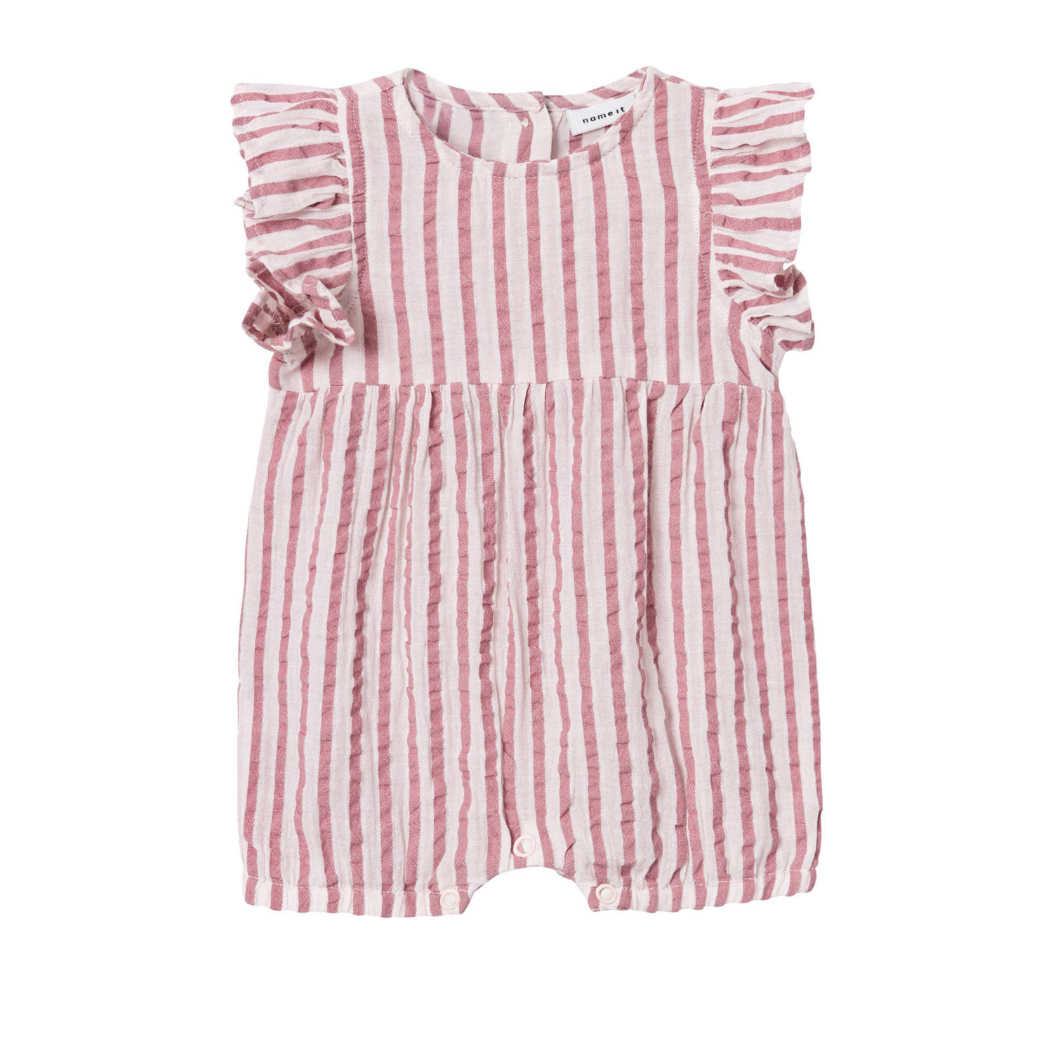 Name it BABY gestreepte playsuit NBFHUNICA rood wit Meisjes Katoen Ronde hals 56