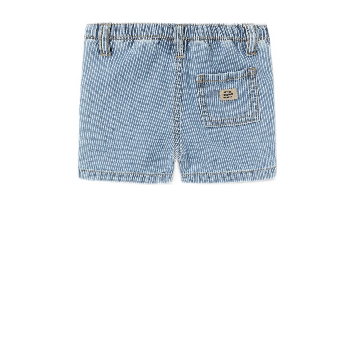 NAME IT BABY gestreepte denim short NBMRYAN blauw wit