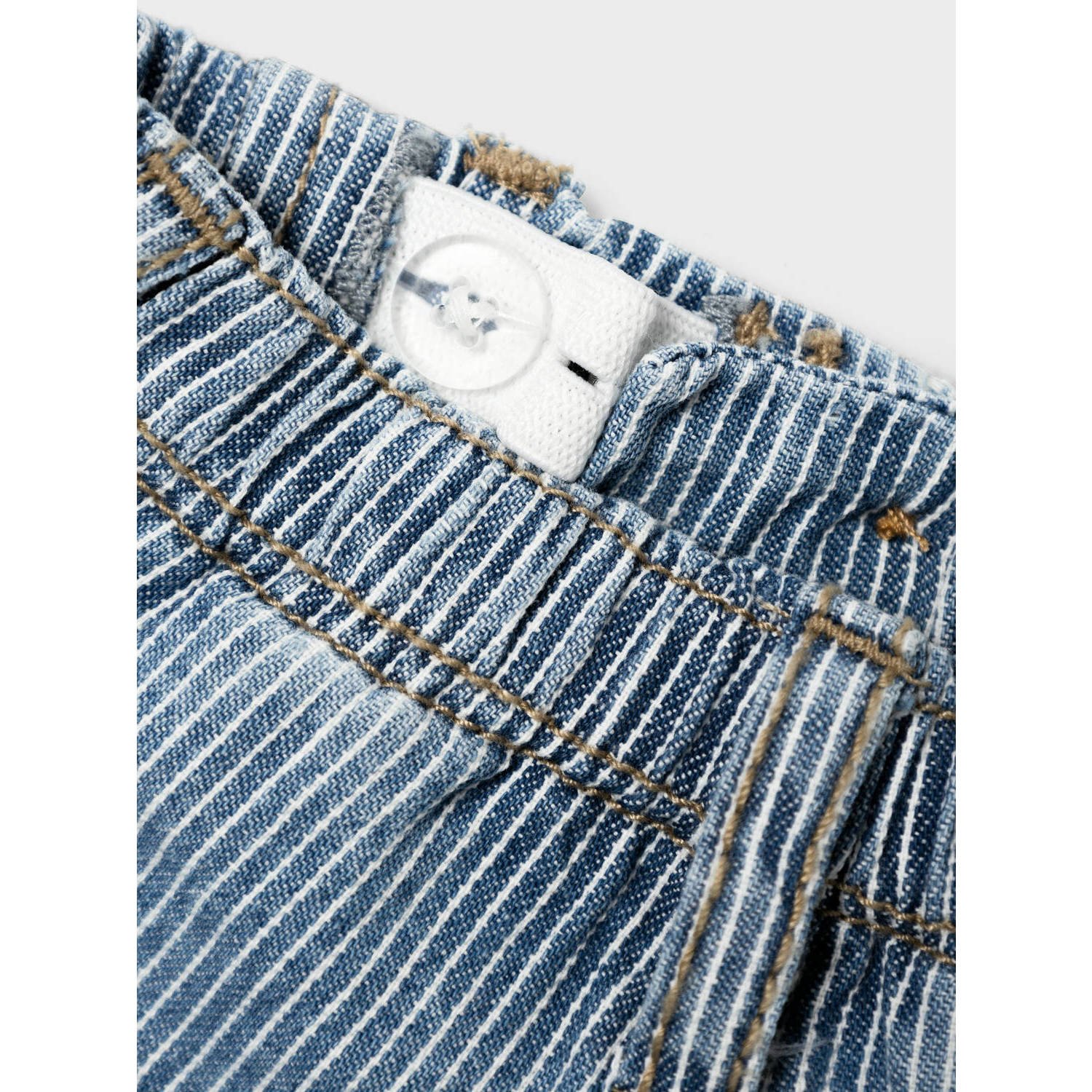 NAME IT BABY gestreepte denim short NBMRYAN blauw wit