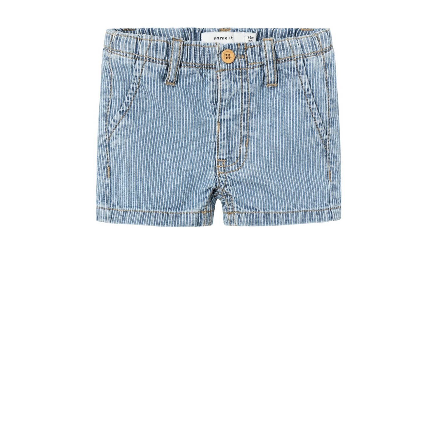 Name it BABY gestreepte denim short NBMRYAN blauw wit Korte broek 56