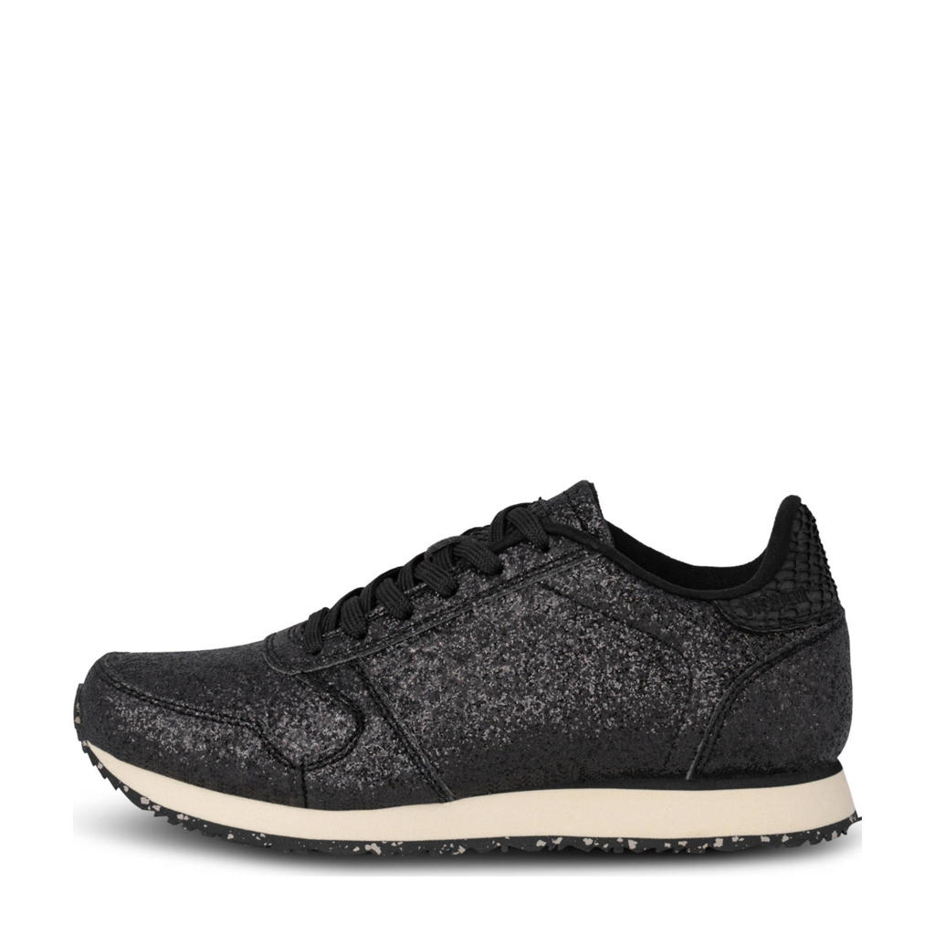 Zwarte dames Woden Ydun sneakers van textiel met veters
