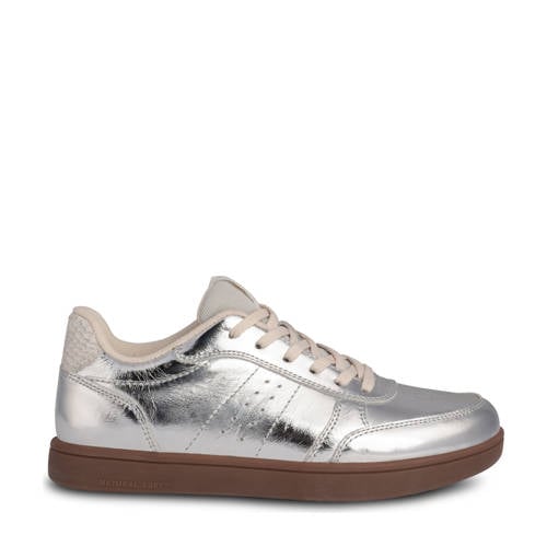 Woden Bjork leren sneakers zilver afbeelding