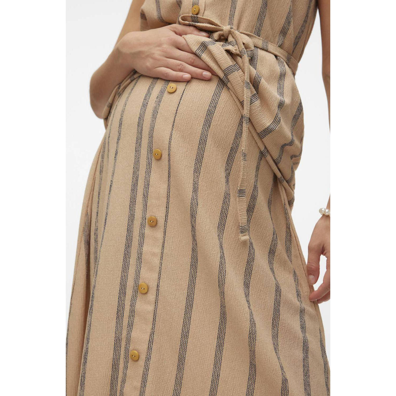MAMALICIOUS gestreepte zwangerschapsrok MLMILA beige