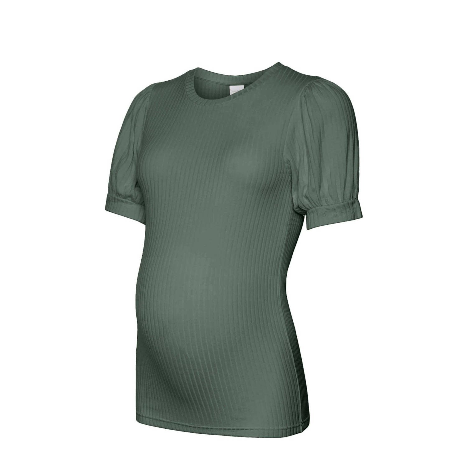Mamalicious zwangerschapsshirt MLTRINITY groen T-shirt Dames Viscose Ronde hals XL