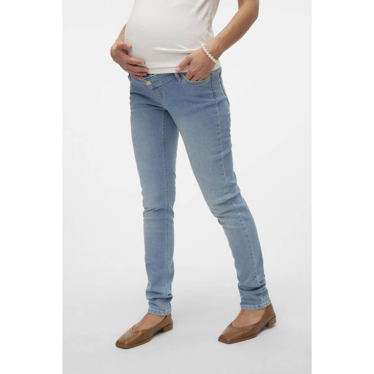 MAMALICIOUS zwangerschaps skinny jeans MLOLIVIA light blue denim