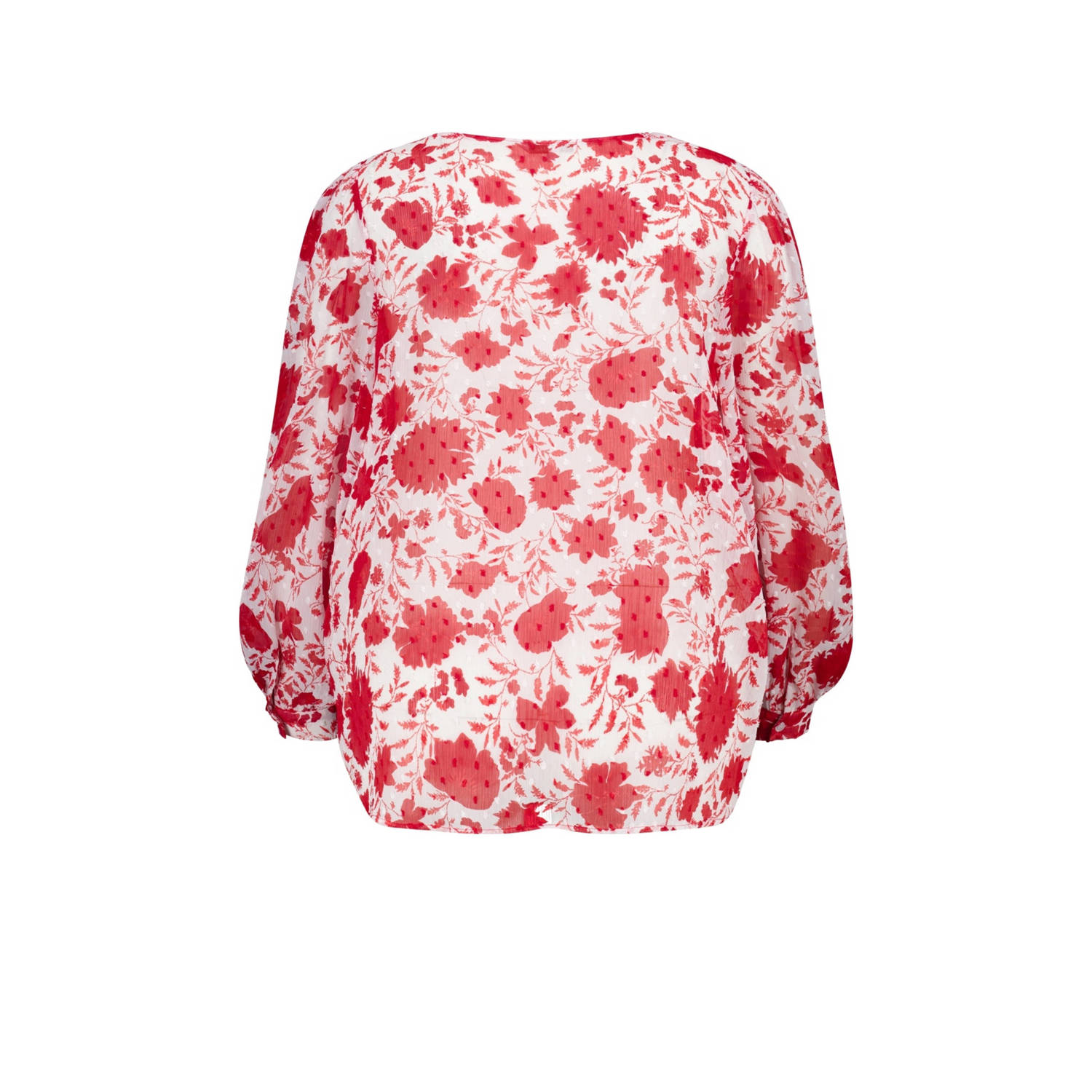 MS Mode semi-transparante blousetop met all over print multi red