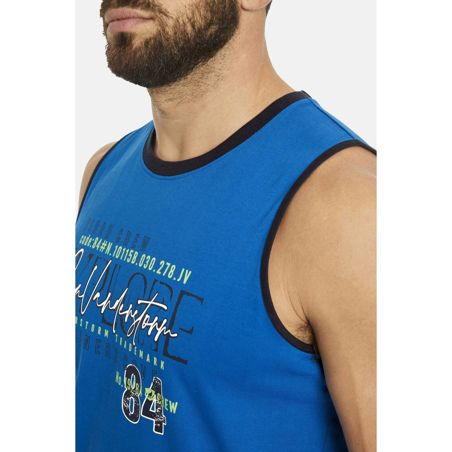 Jan Vanderstorm +FIT Collectie oversized T-shirt FRODEWIN Plus Size met printopdruk blauw