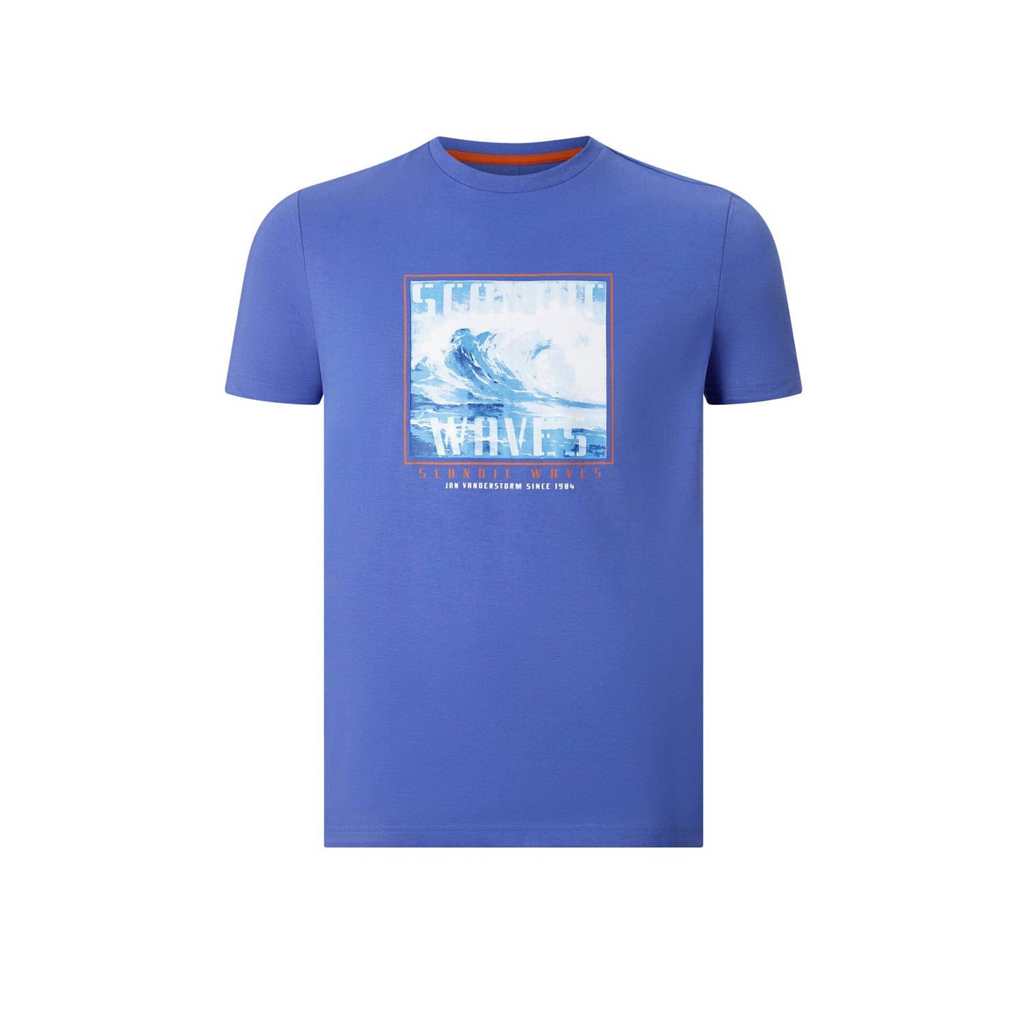 Jan Vanderstorm oversized T-shirt GERFRIED Plus Size met printopdruk blauw
