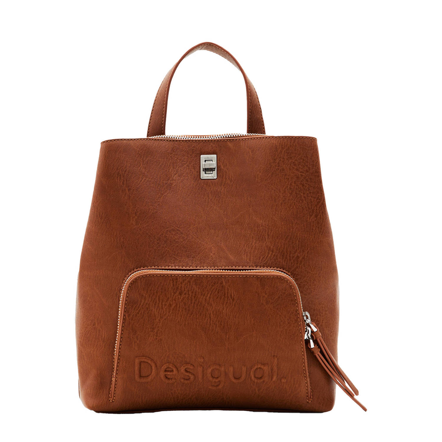 Desigual Bruine lederen effect multi-positie tas Brown Dames