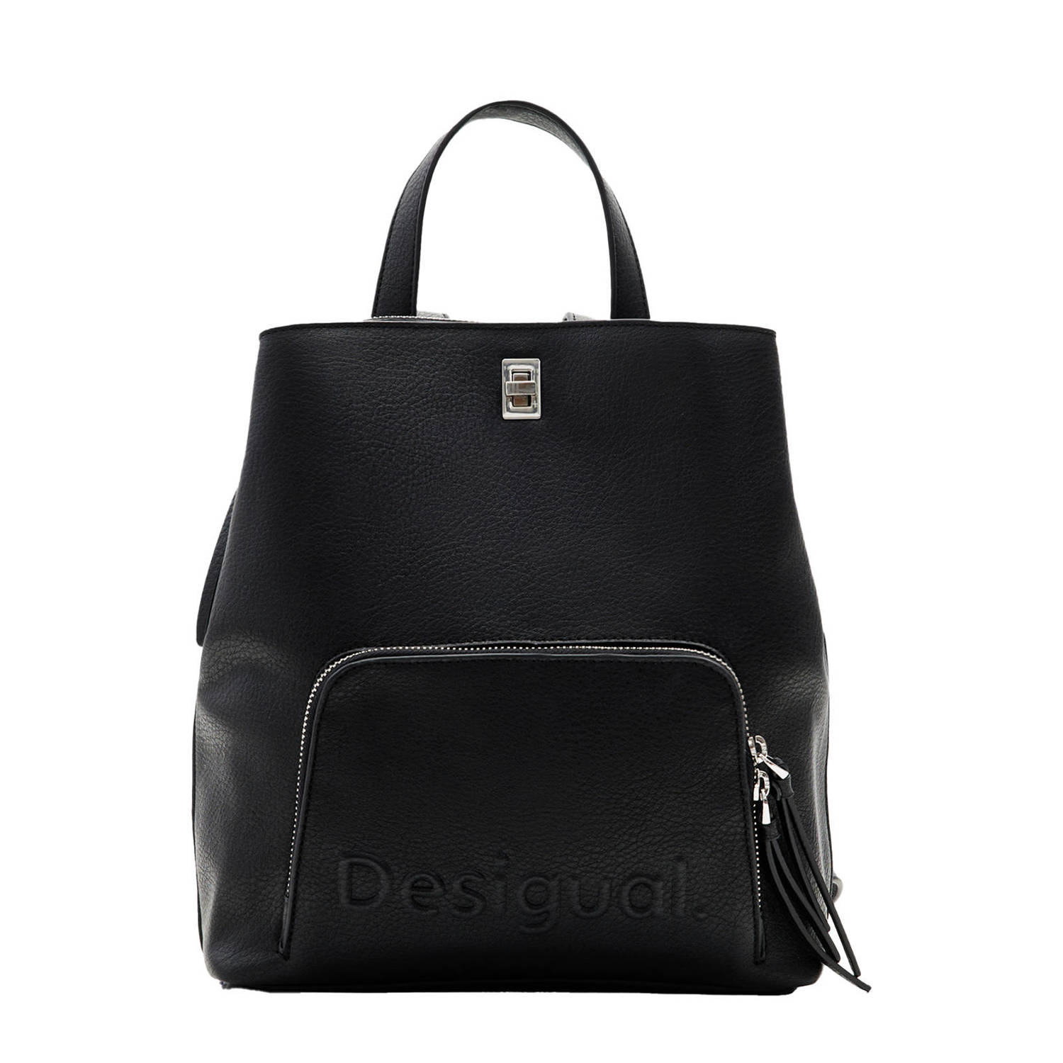 Desigual Zwarte Polyethyleen Rugzak met Meerdere Compartimenten Black Dames