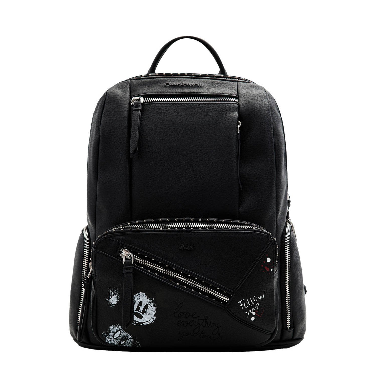 Desigual Zwarte Polyethyleen Rugzak met Verstelbare Banden Black Unisex