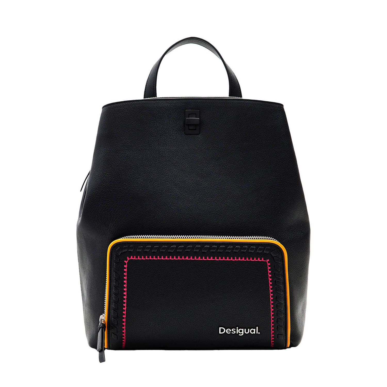 Desigual Zwarte rugzak met lederlook en contrasterende details voor vrouwen Black Dames