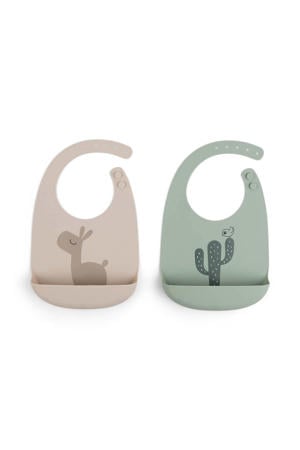 Siliconen slabbetjes (set van 2) Lalee - Sand/Groen