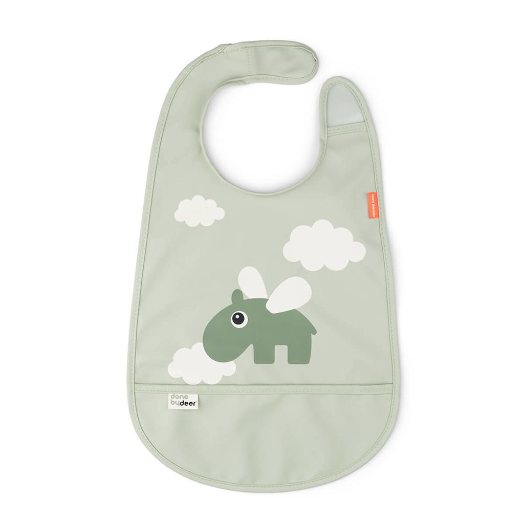 Done by Deer Waterdichte slabbetje Happy clouds - Groen