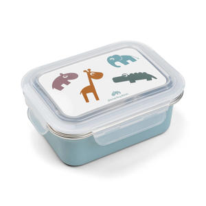 Metalen lunchbox Deer friends - Blauw