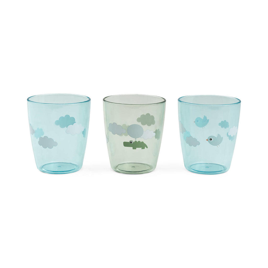 Done by Deer Yummy miniglas Happy clouds (set van 3) - Groen