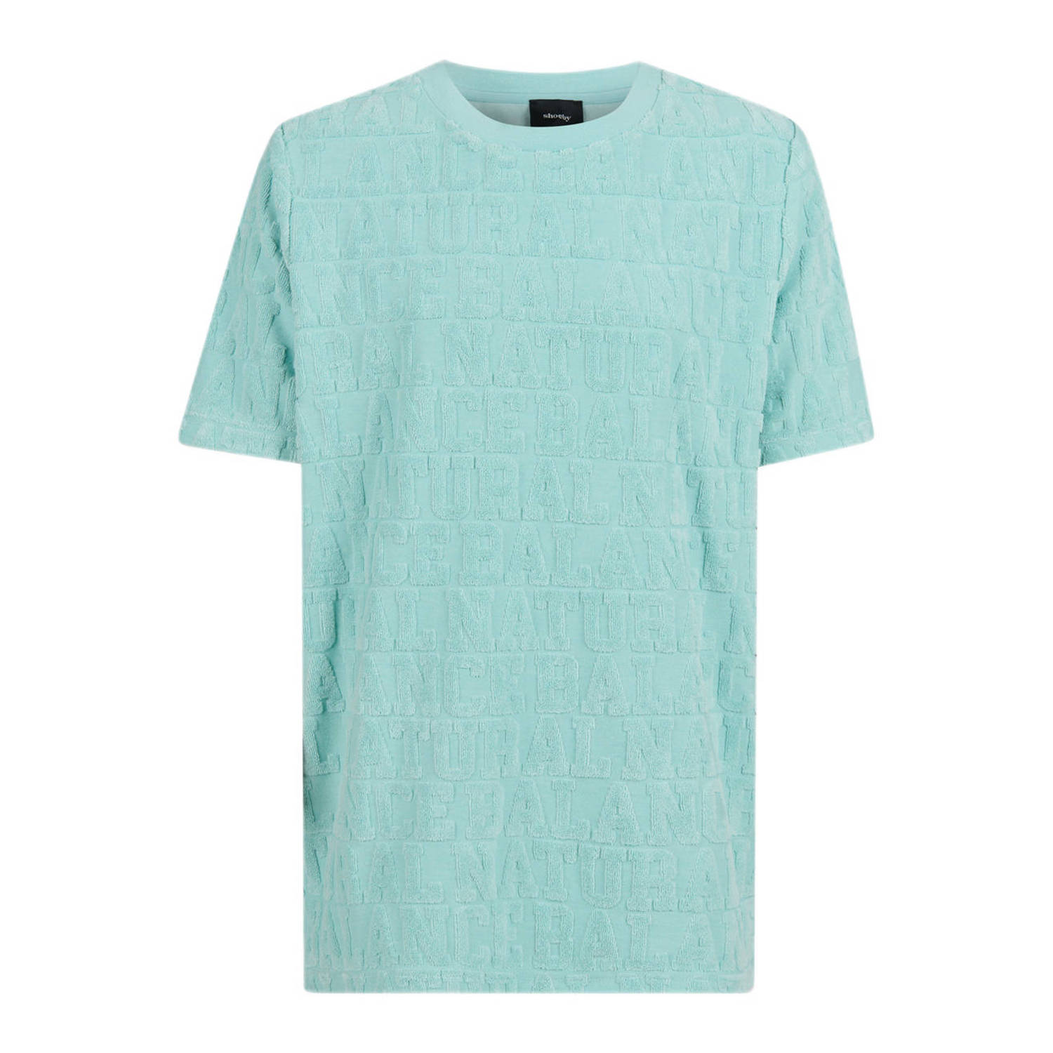 Shoeby T-shirt met tekst lichtblauw Jongens Stretchkatoen Ronde hals Tekst 146 152