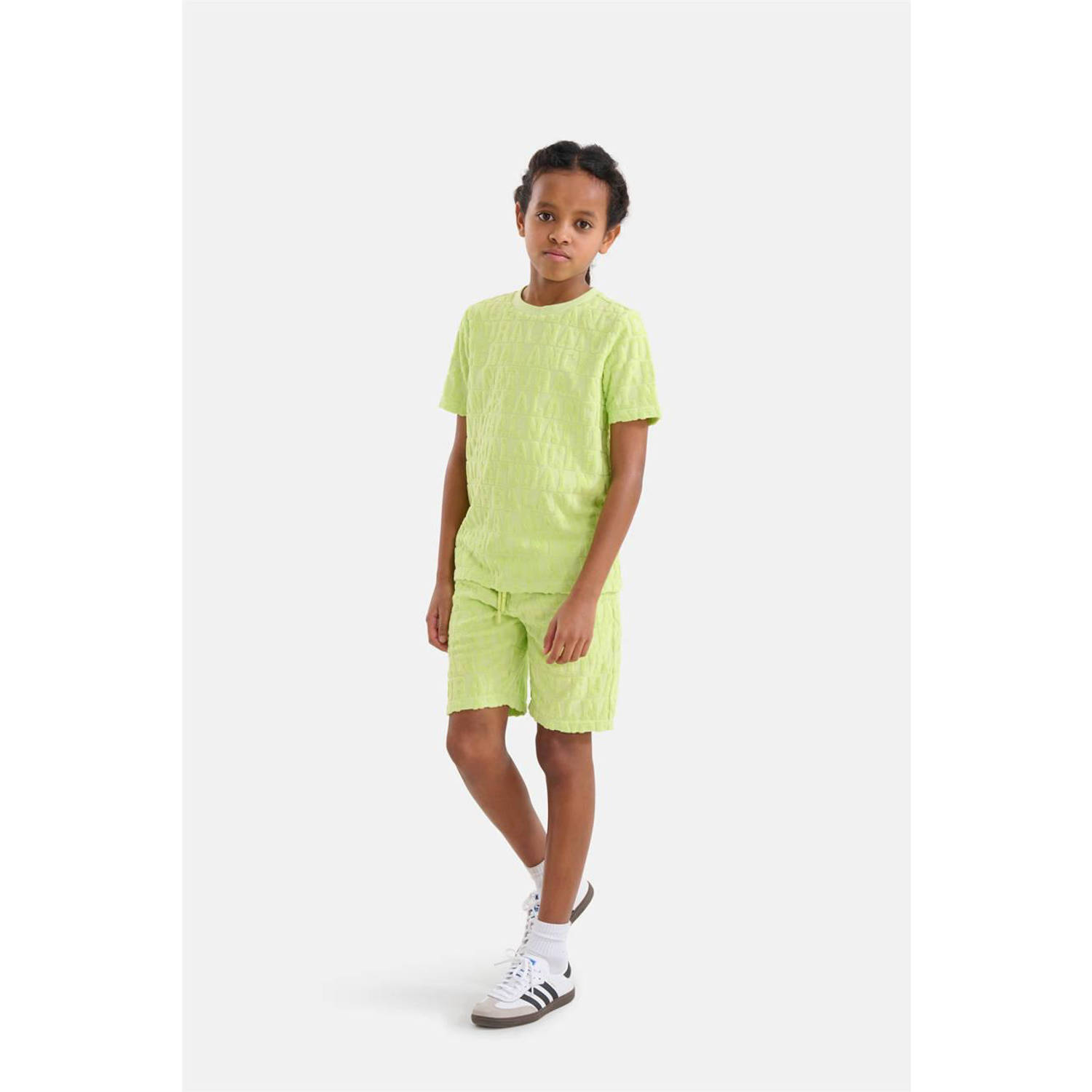 Shoeby regular fit sweatshort met all over print limegroen