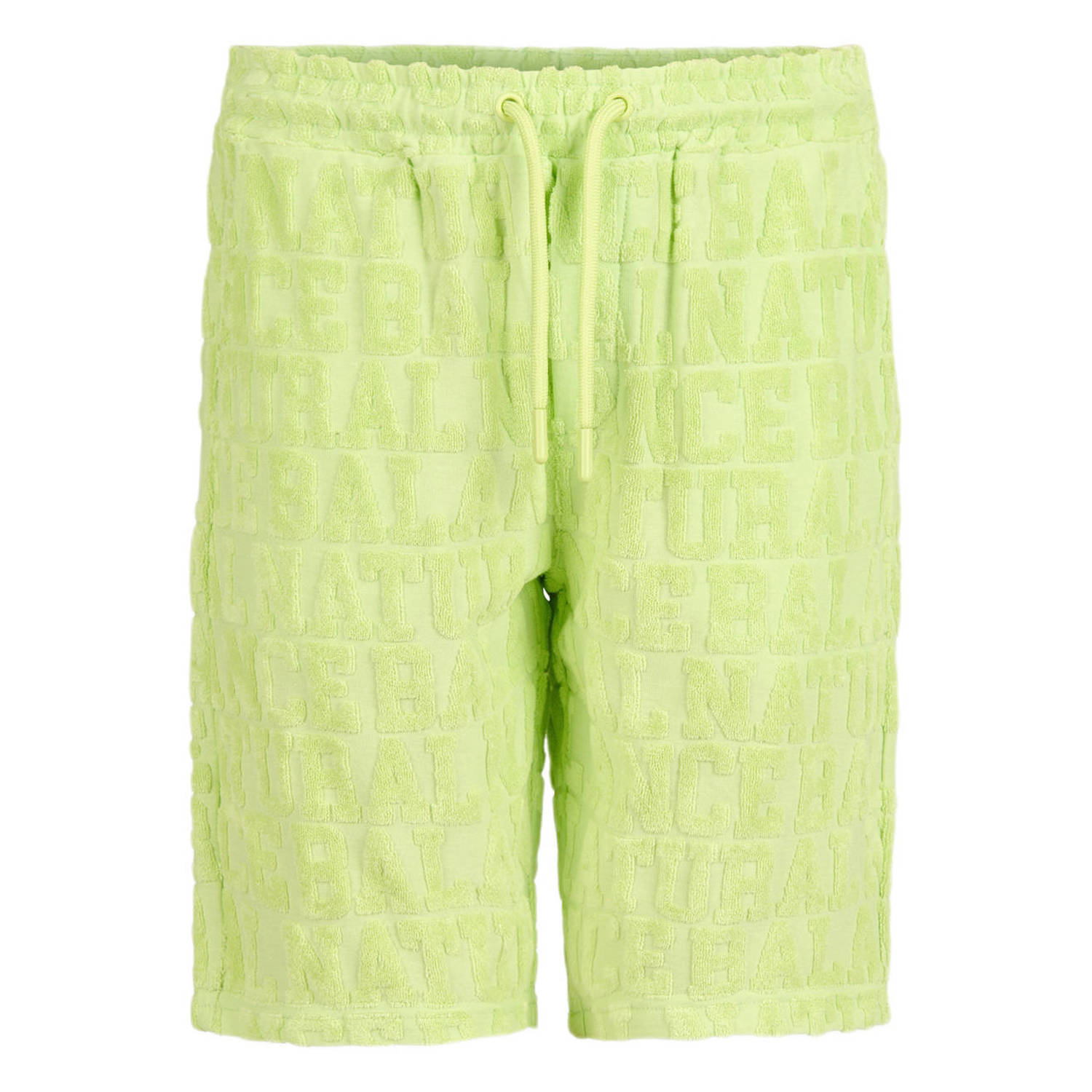 Shoeby regular fit sweatshort met all over print limegroen Jongens Katoen 110 116