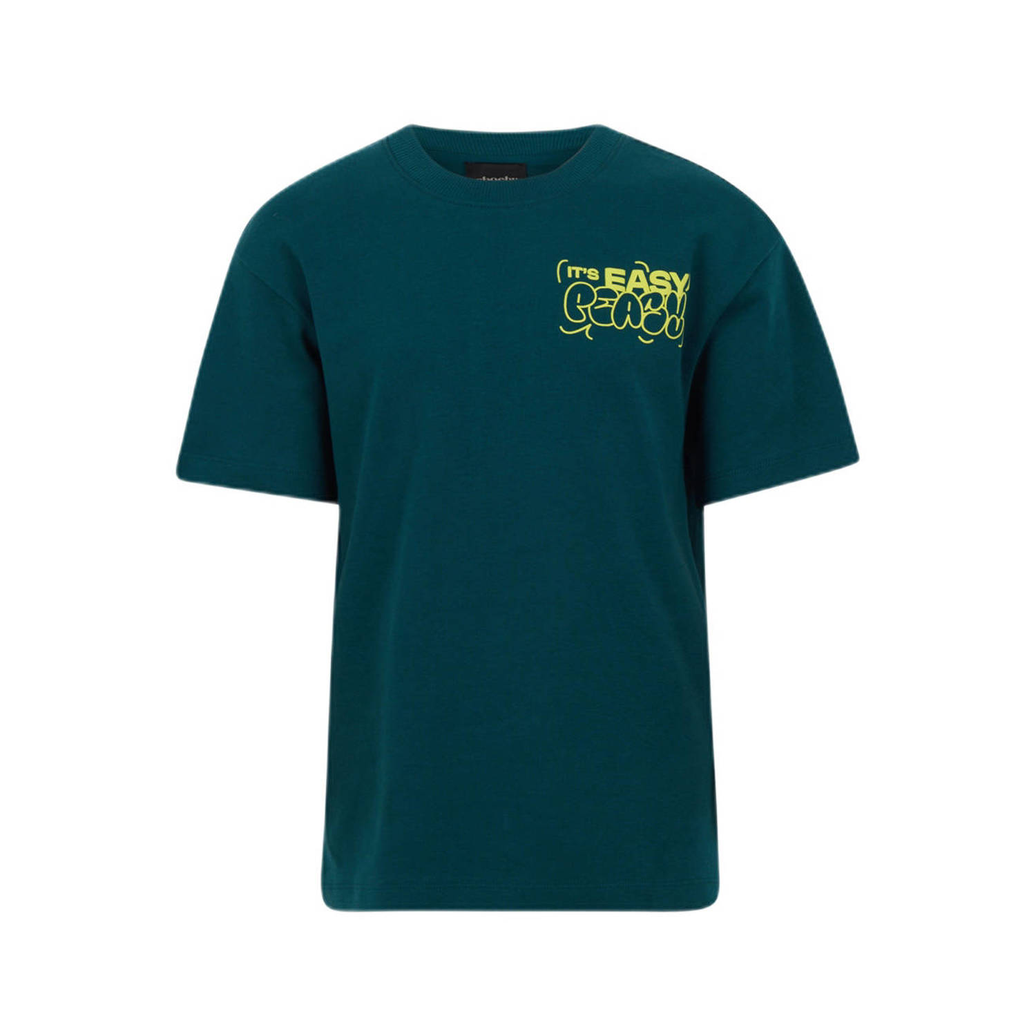 Shoeby T-shirt met backprint donkergroen Meisjes Katoen Ronde hals Backprint 110 116