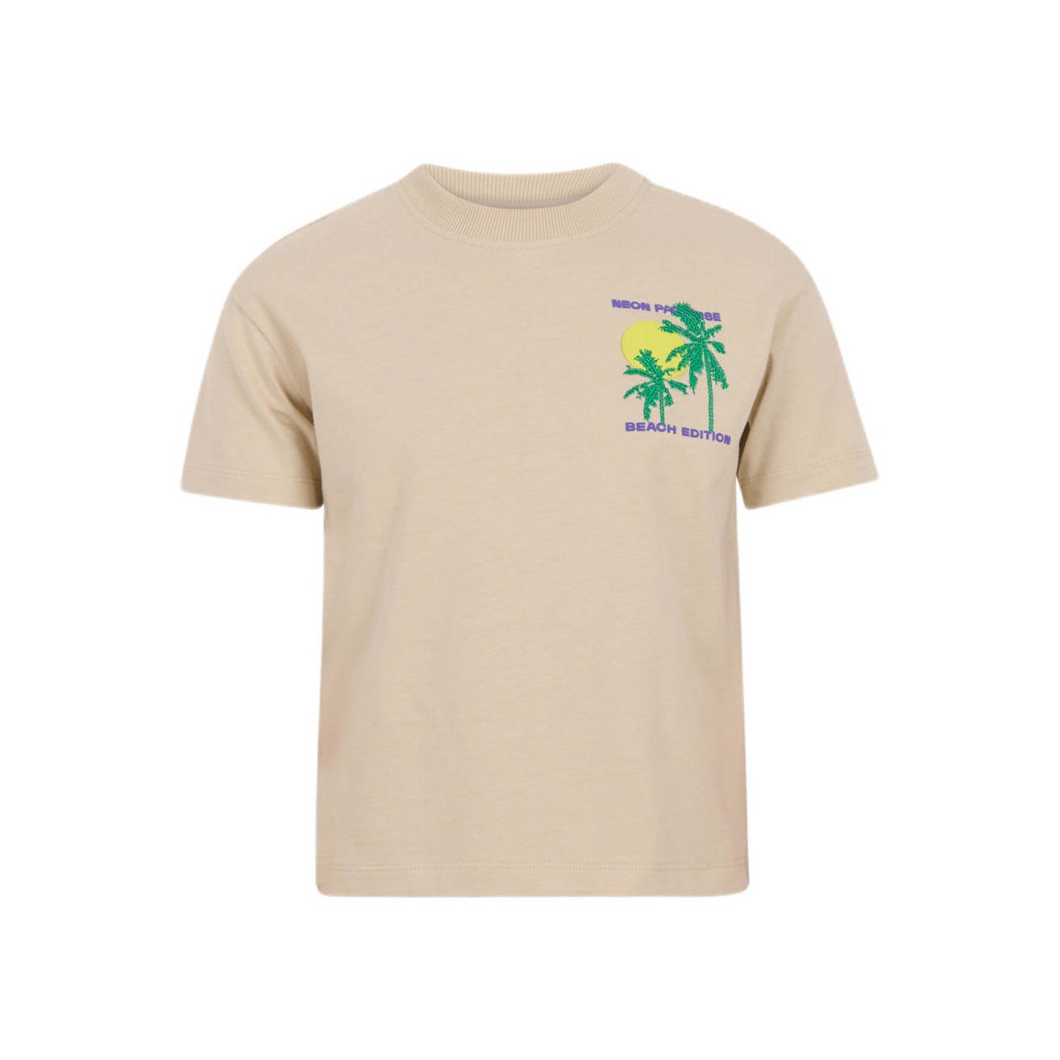 Shoeby T-shirt met backprint zand groen paars