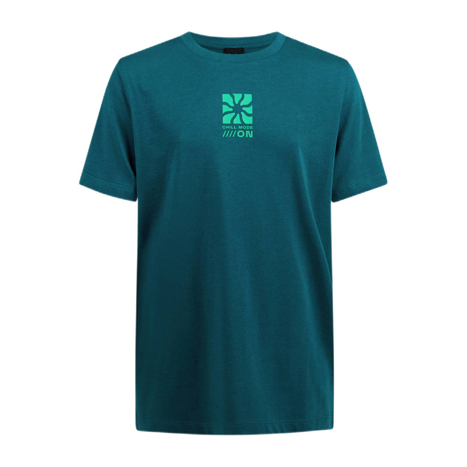 Shoeby T-shirt met printopdruk donkergroen Jongens Katoen Ronde hals Printopdruk 110 116