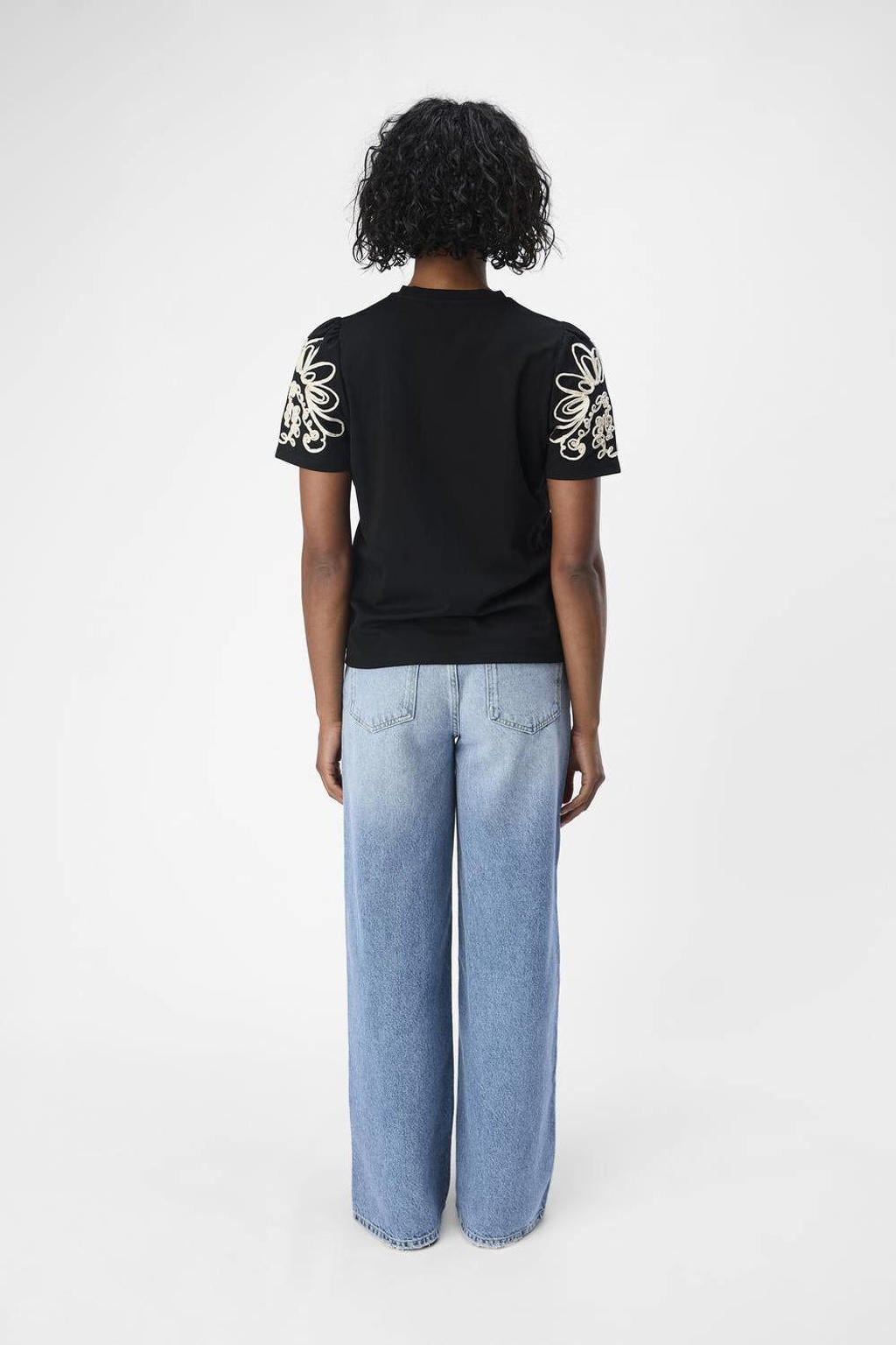 OBJECT T-shirt OBJCAROLINE zwart/ ecru