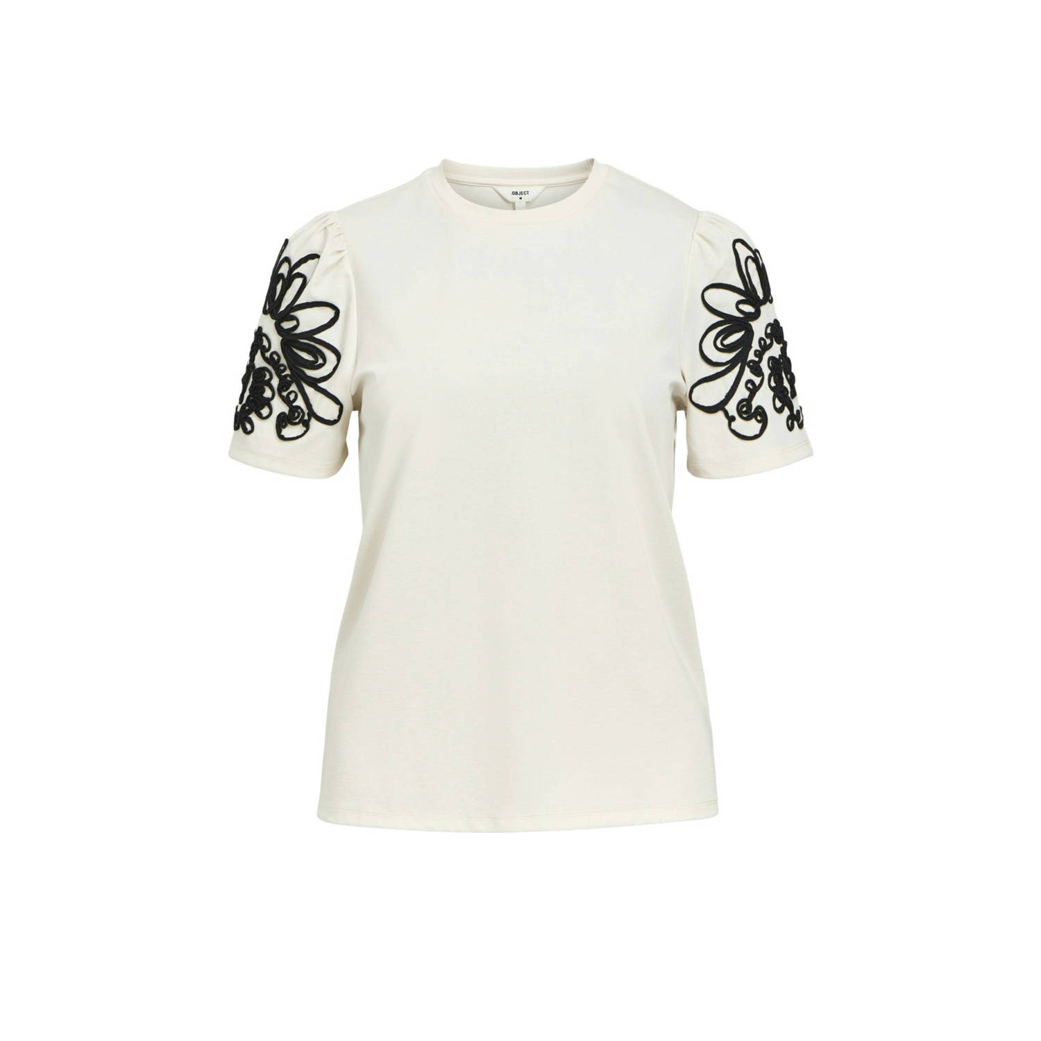 OBJECT Dames Tops & T-shirts Objcaroline Joana Ss Top E Div Beige