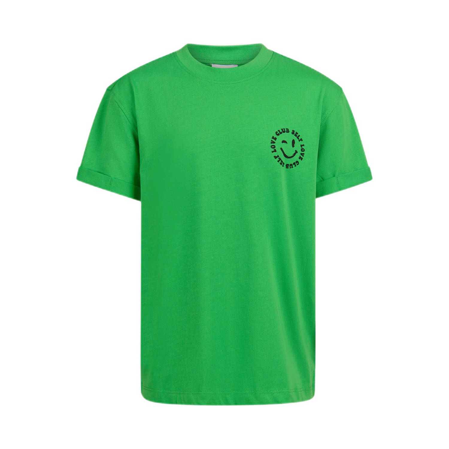 Shoeby T-shirt met backprint groen Meisjes Katoen Ronde hals Printopdruk 110 116
