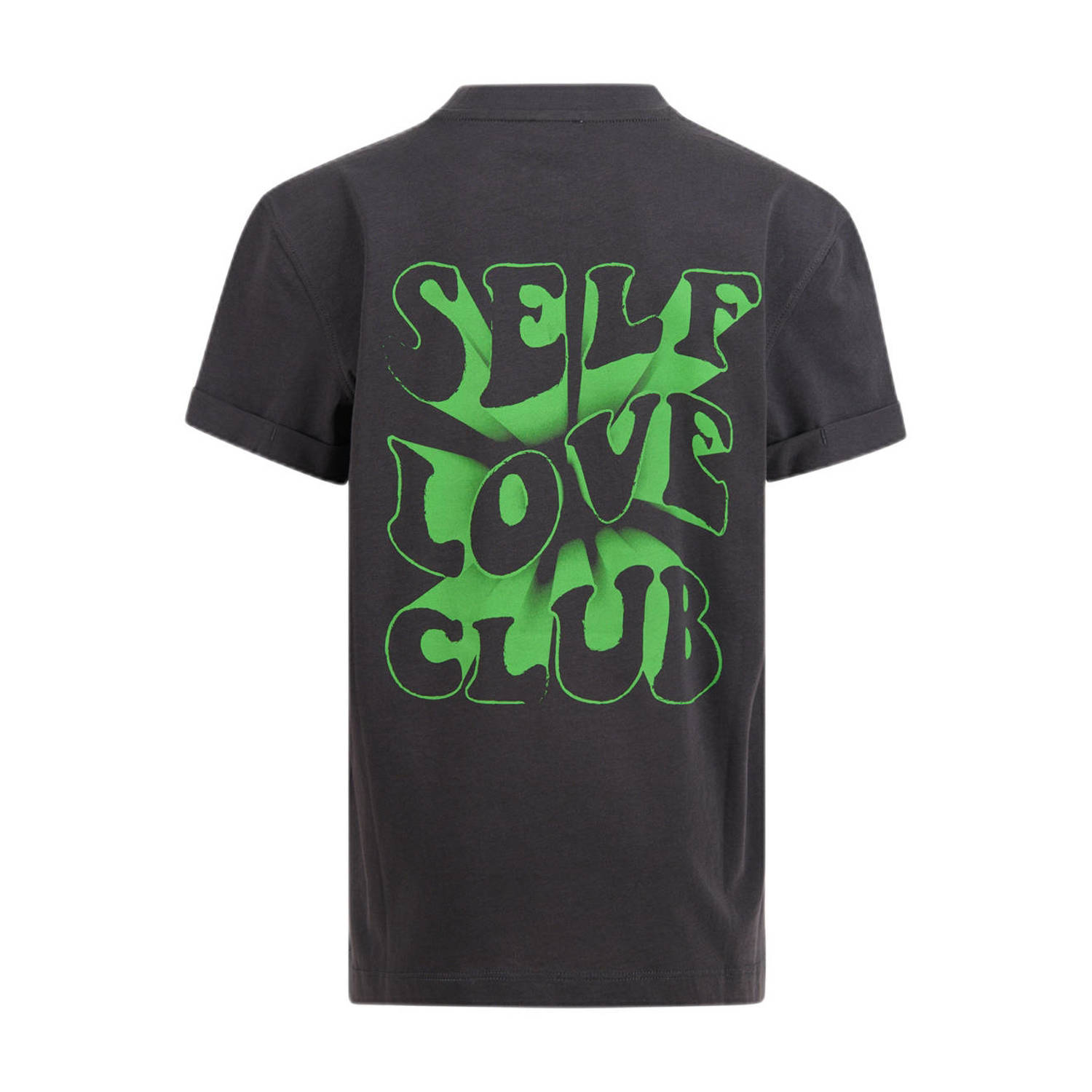 Shoeby T-shirt met backprint donkergrijs groen