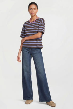 high wide leg jeans dark blue