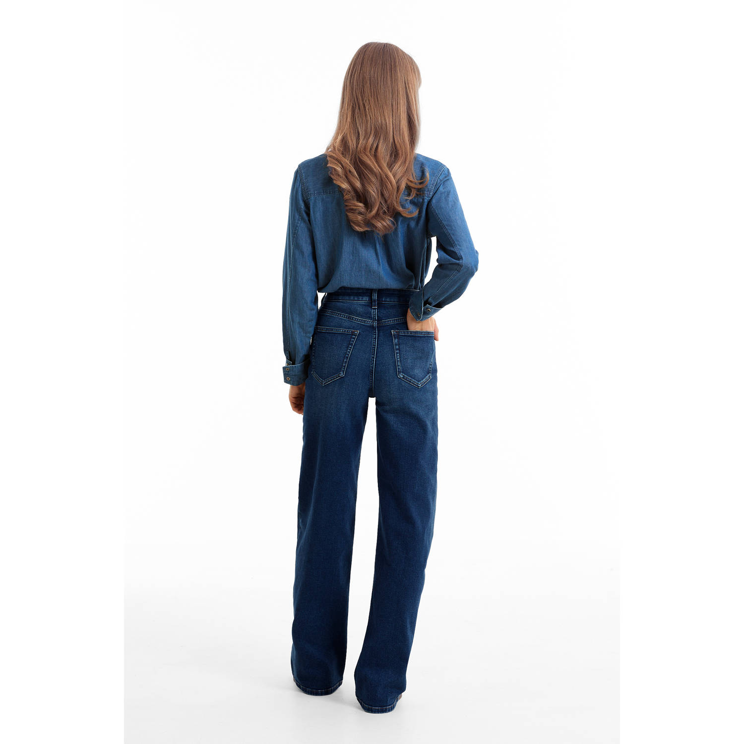 anytime wide leg jeans donkerblauw