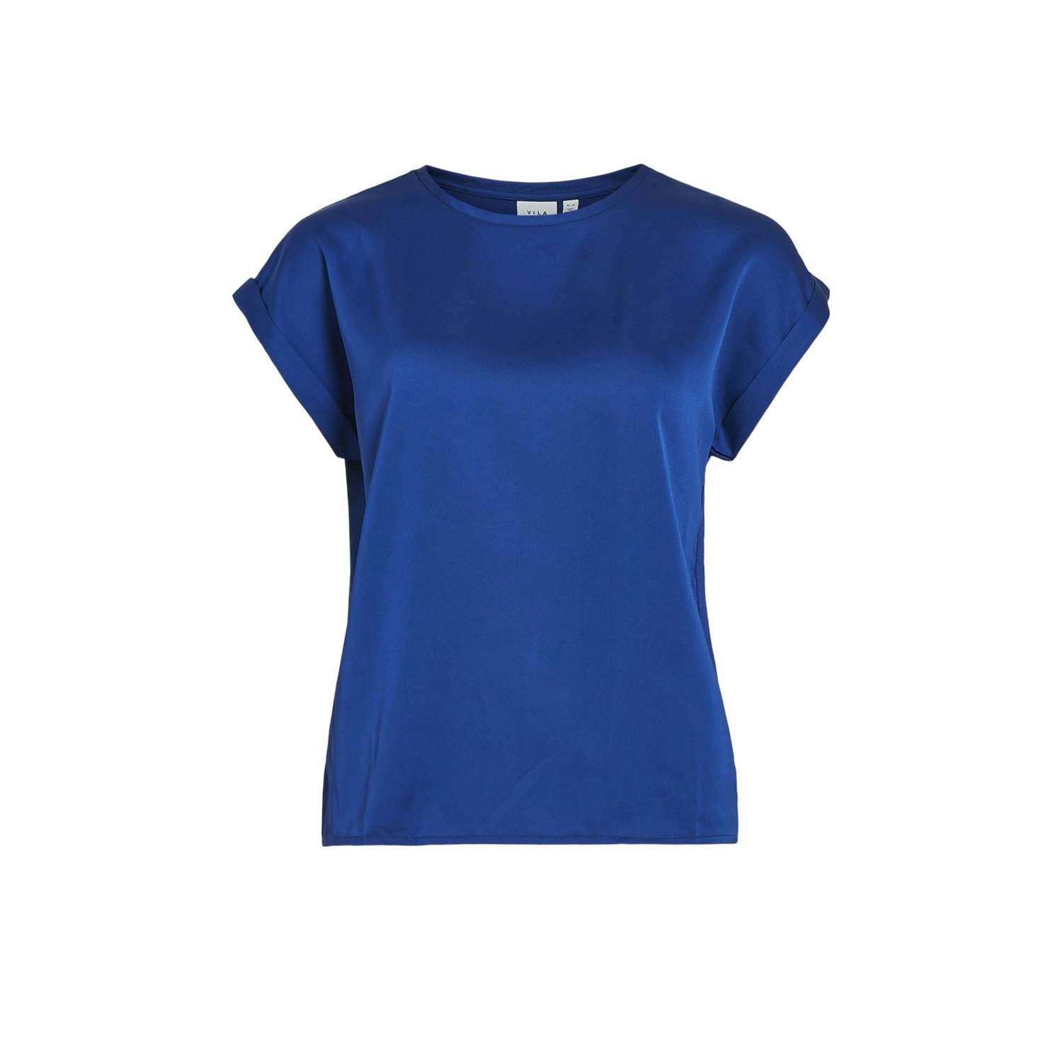 Vila Blauw effen dames T-shirt Blue Dames