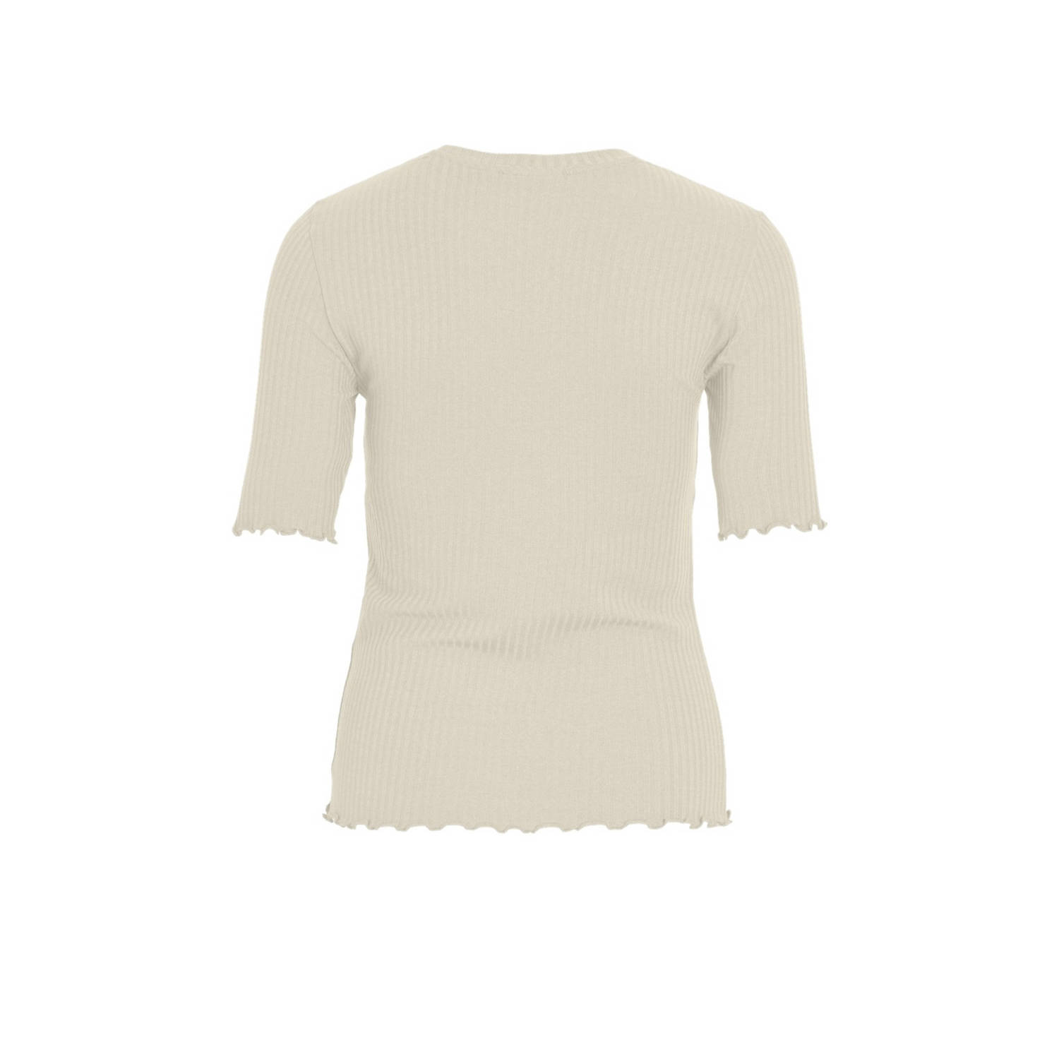 VILA ribgebreide top beige