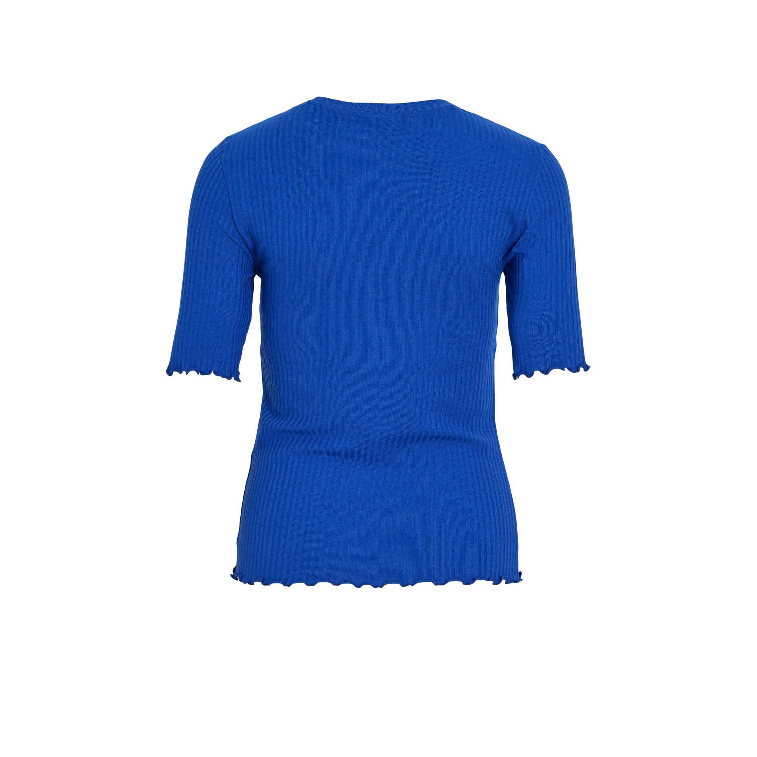 VILA ribgebreide top blauw