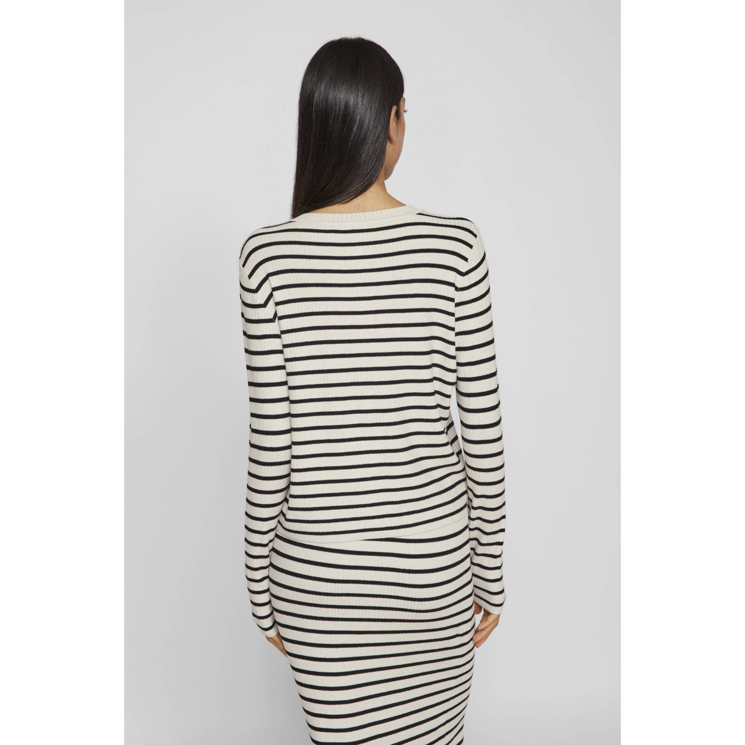 VILA gestreept vest VIZICHA beige zwart