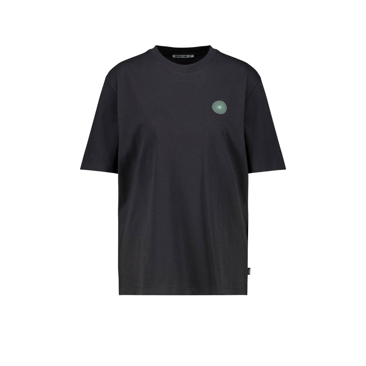 America Today T-shirt met backprint zwart groen
