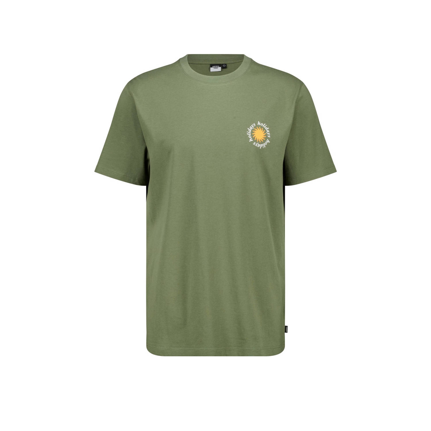 America Today T-shirt Ezra met printopdruk olive