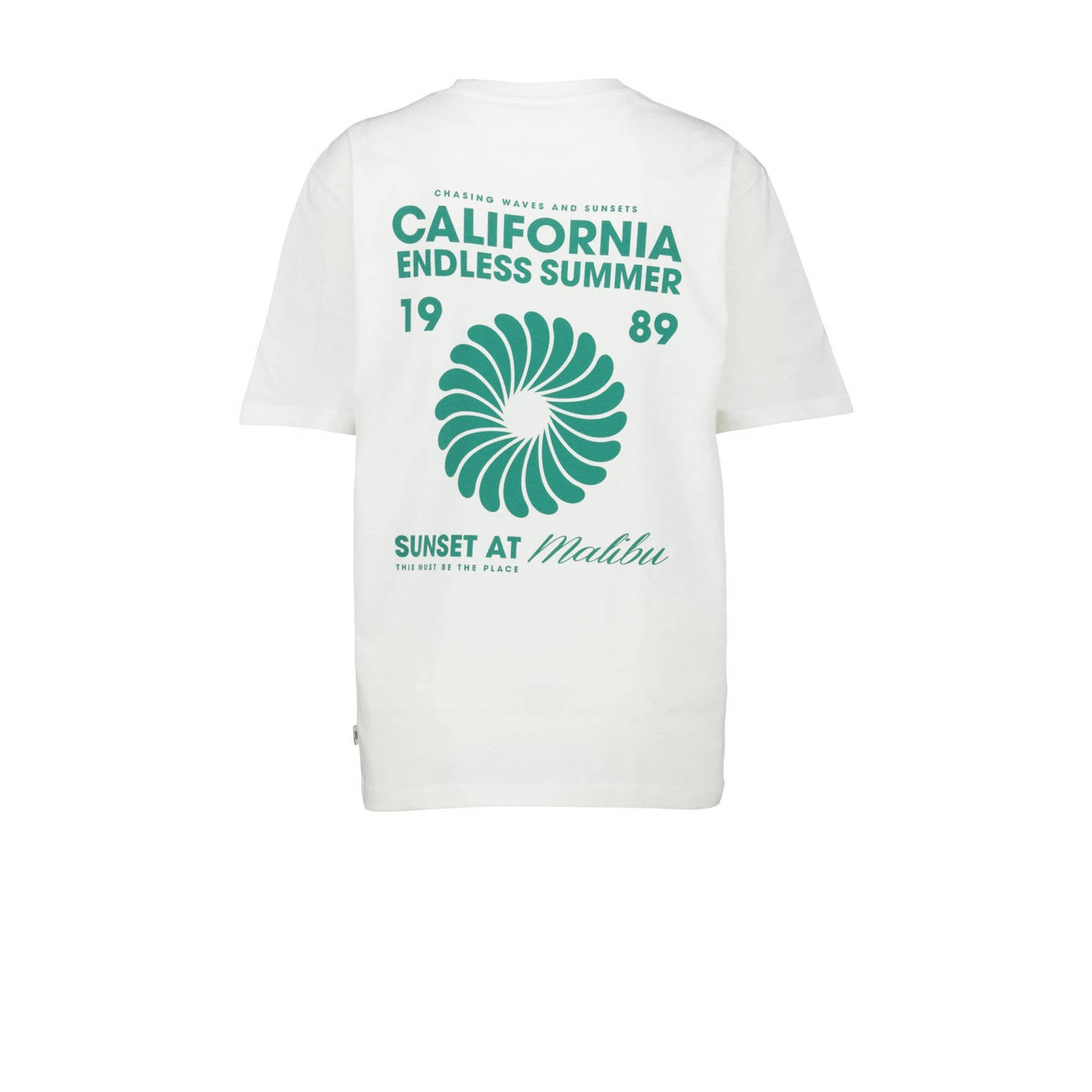 America Today T-shirt met backprint ecru groen