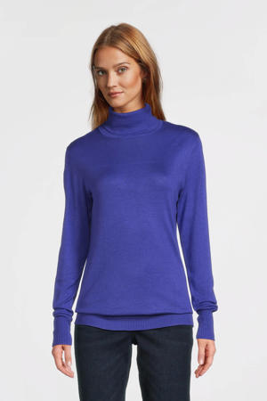 fijn gebreide coltrui blauw