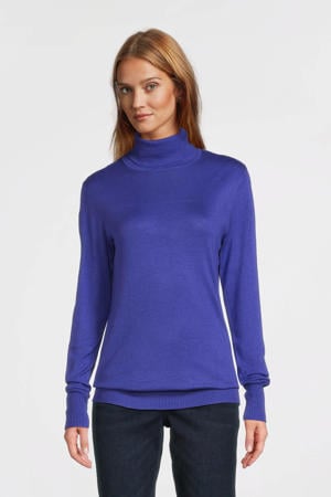 fijn gebreide coltrui blauw