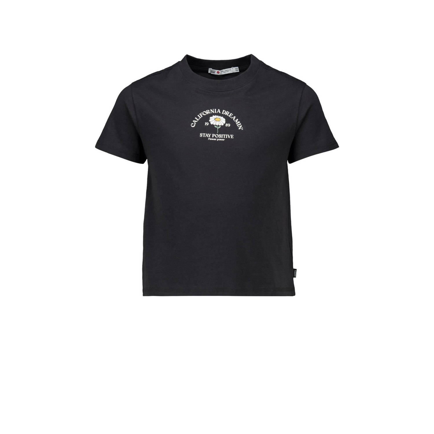 America Today T-shirt met printopdruk zwart Meisjes Biologisch katoen Ronde hals 122 128