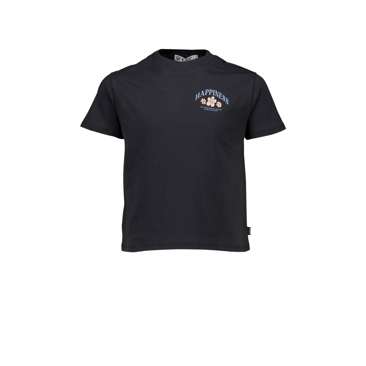 America Today T-shirt met backprint dull black Zwart Meisjes Biologisch katoen Ronde hals 158 164